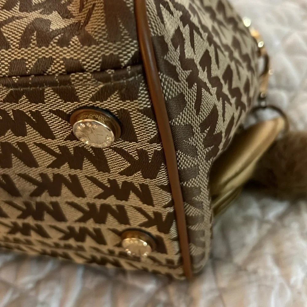 Michael Kors Tan and Brown Signature Tote Satchel - Picture 7 of 12